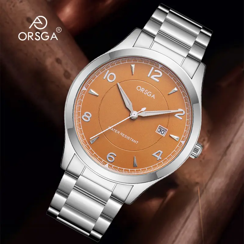 ORSGA Men's Stainless Steel Quartz Watch with Calendar