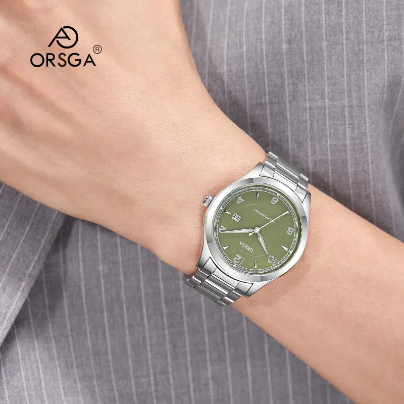 ORSGA Men's Stainless Steel Quartz Watch with Calendar
