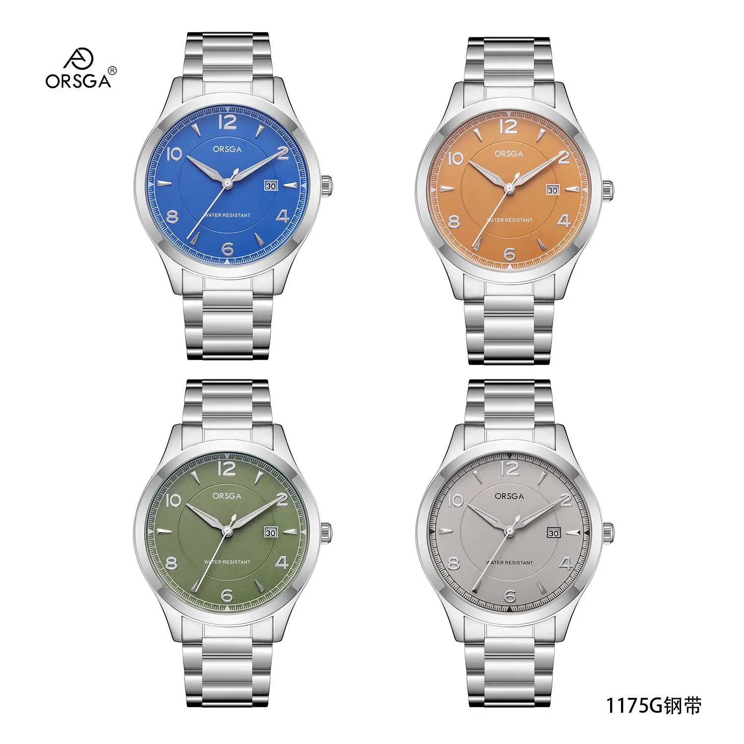 ORSGA Men's Stainless Steel Quartz Watch with Calendar
