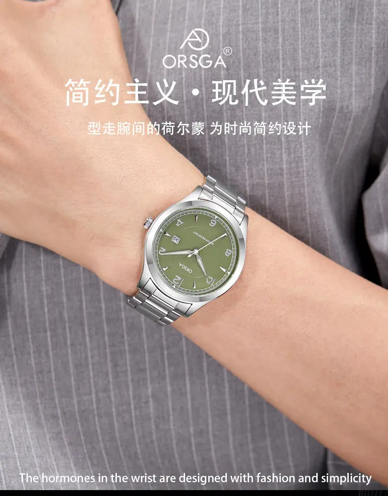 ORSGA Men's Stainless Steel Quartz Watch with Calendar — feature 3