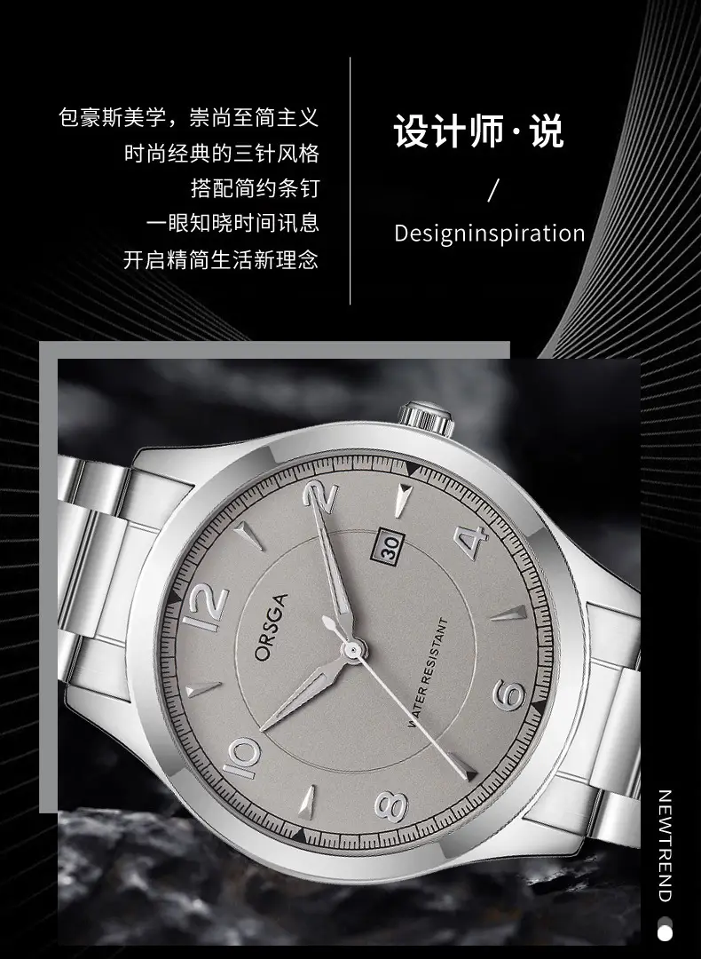 ORSGA Men's Stainless Steel Quartz Watch with Calendar — feature 4