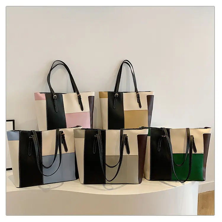Women's PU Contrast Color Shoulder Bag 2024 - Image 6