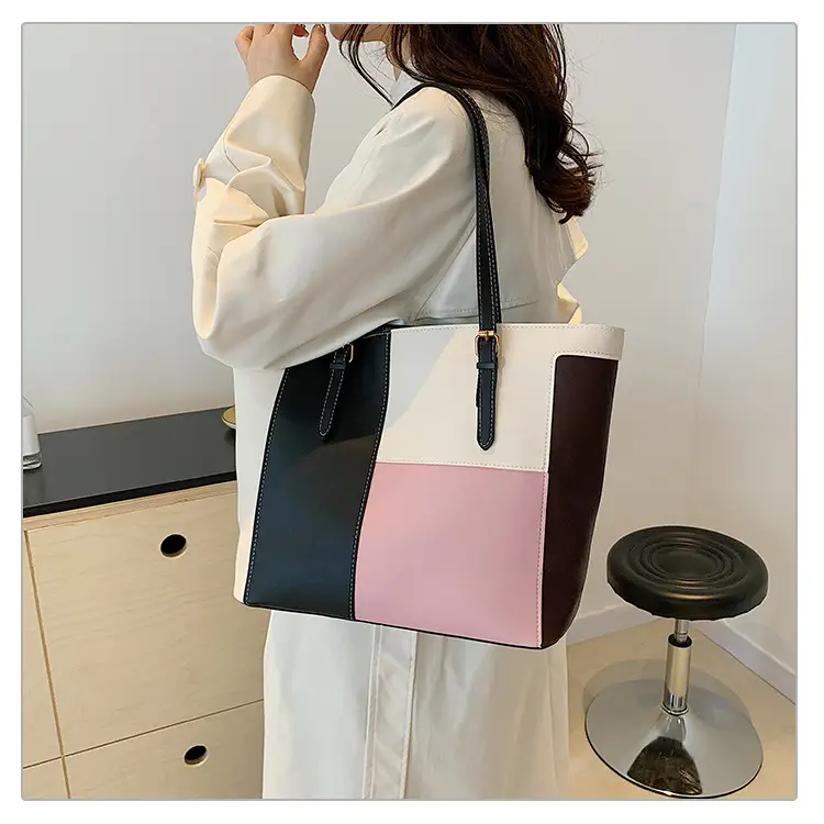 Women's PU Contrast Color Shoulder Bag 2024 - Image 7