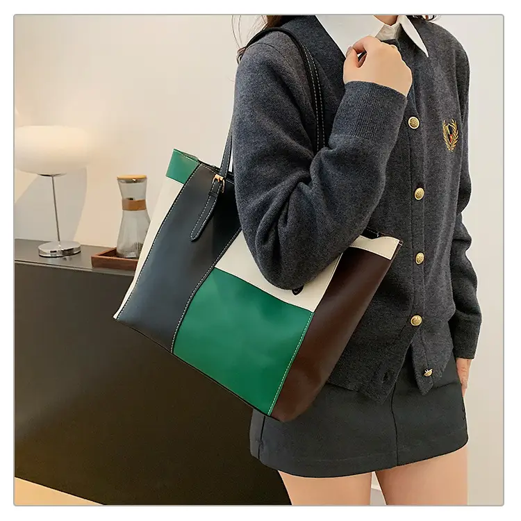 Women's PU Contrast Color Shoulder Bag 2024 — feature 14