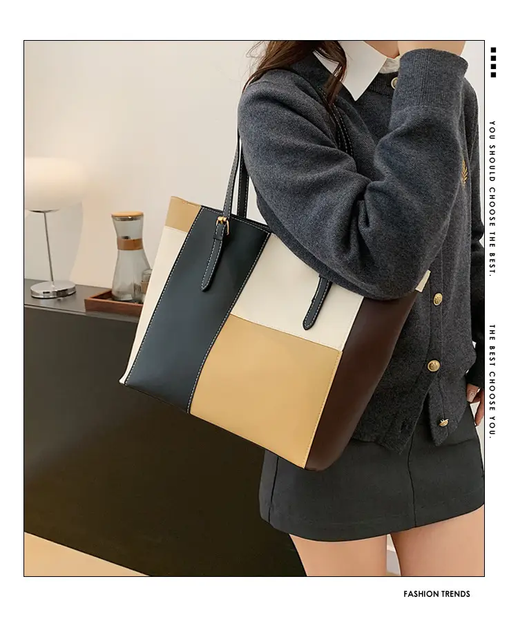 Women's PU Contrast Color Shoulder Bag 2024 — feature 2