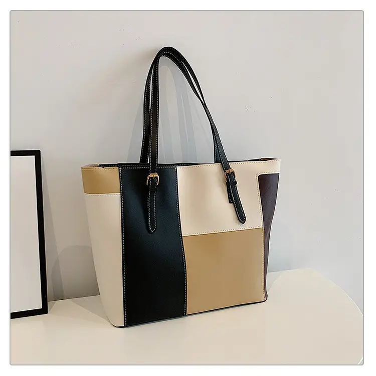 Women's PU Contrast Color Shoulder Bag 2024 - Image 3
