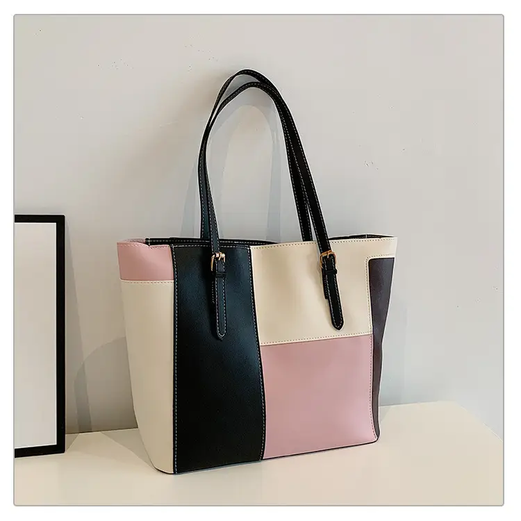 Women's PU Contrast Color Shoulder Bag 2024 - Image 4