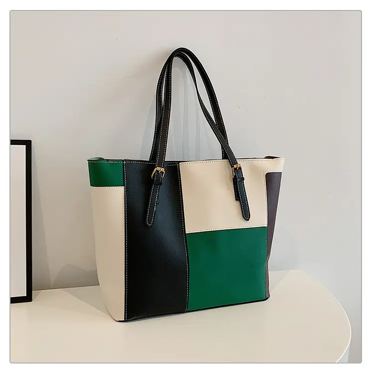 Women's PU Contrast Color Shoulder Bag 2024 - Image 5