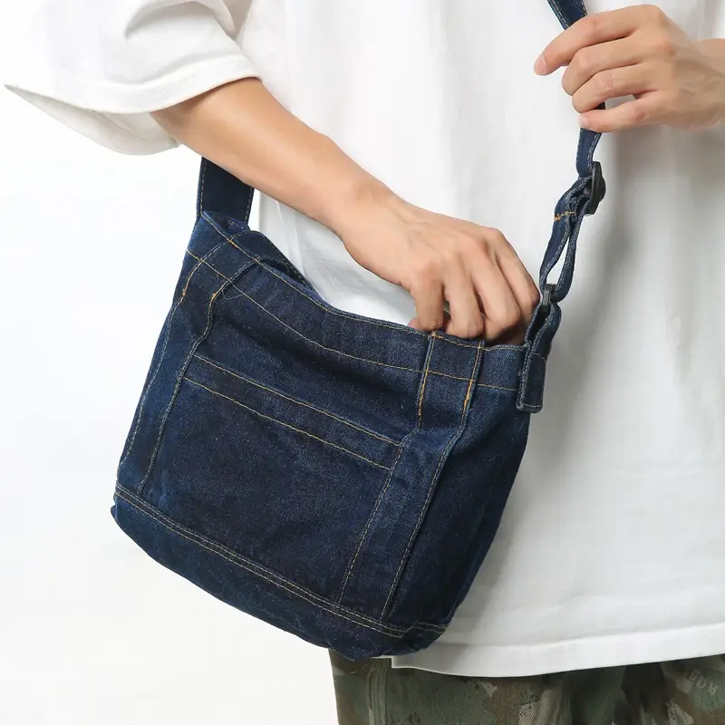Denim Shoulder Bag 2024 New Solid Color - Image 6