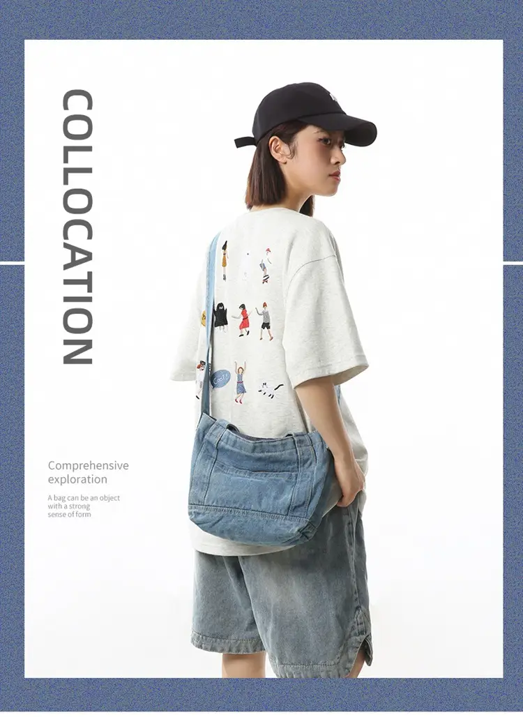 Denim Shoulder Bag 2024 New Solid Color — feature 1