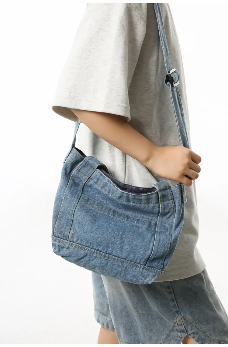 Denim Shoulder Bag 2024 New Solid Color — feature 10