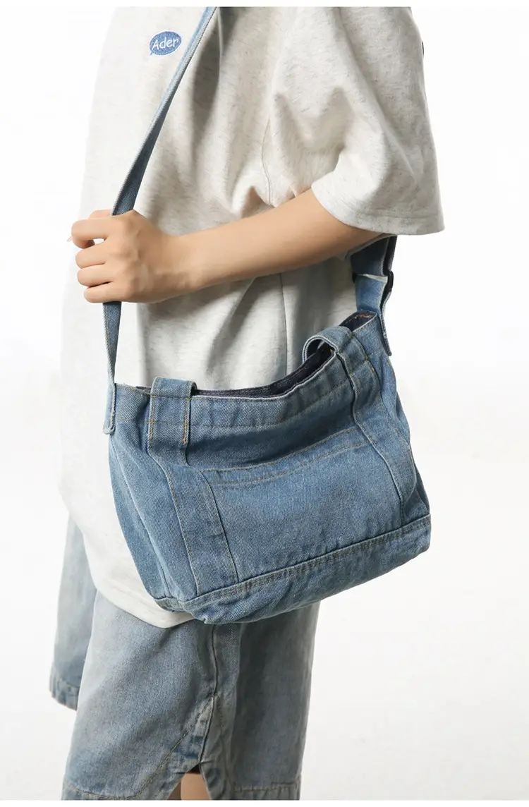 Denim Shoulder Bag 2024 New Solid Color — feature 12
