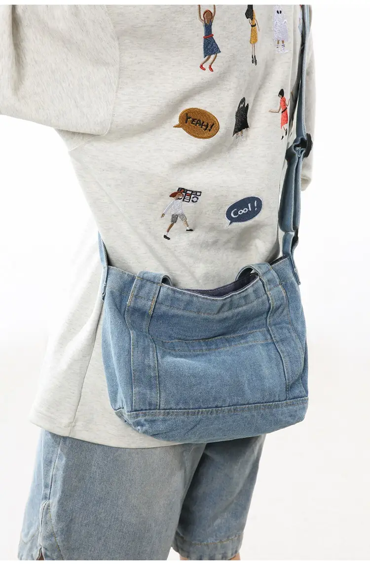 Denim Shoulder Bag 2024 New Solid Color — feature 13