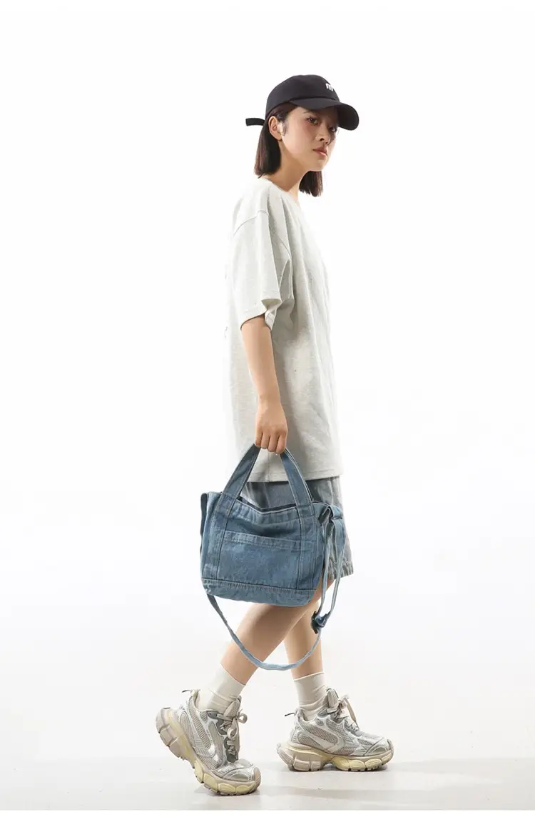 Denim Shoulder Bag 2024 New Solid Color — feature 14