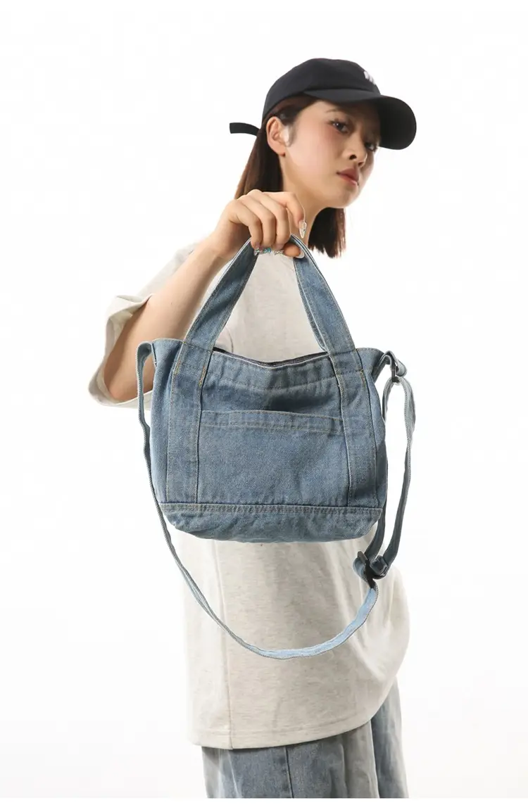 Denim Shoulder Bag 2024 New Solid Color — feature 15