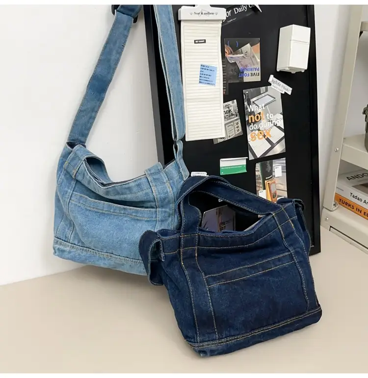 Denim Shoulder Bag 2024 New Solid Color — feature 33
