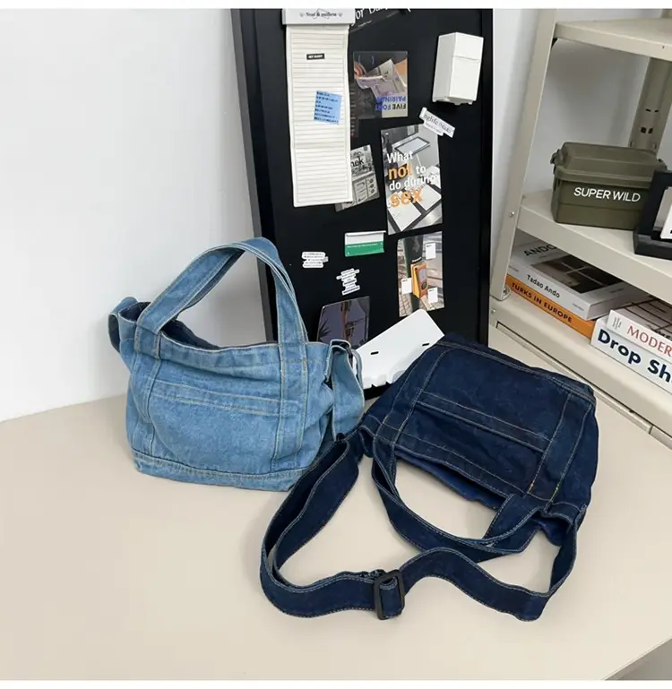 Denim Shoulder Bag 2024 New Solid Color — feature 34