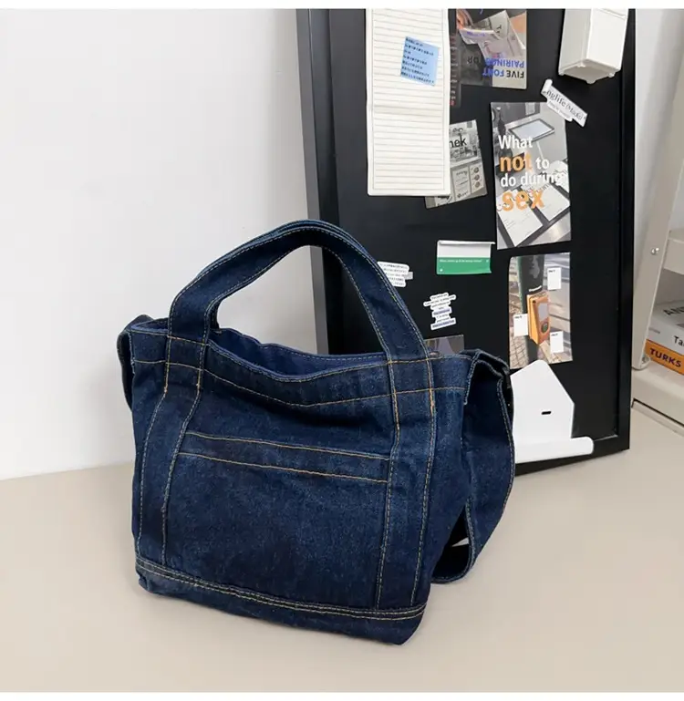 Denim Shoulder Bag 2024 New Solid Color — feature 36