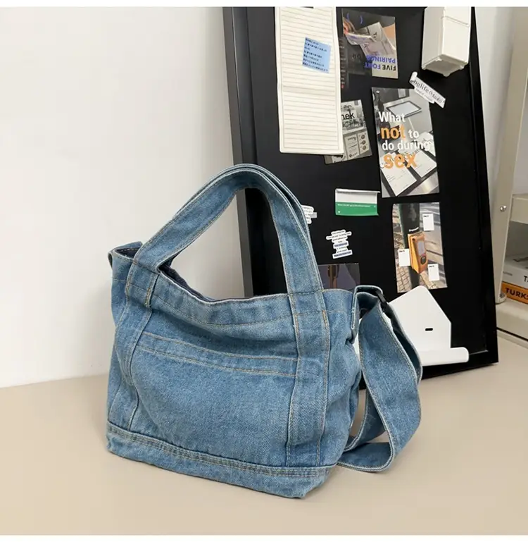 Denim Shoulder Bag 2024 New Solid Color — feature 38