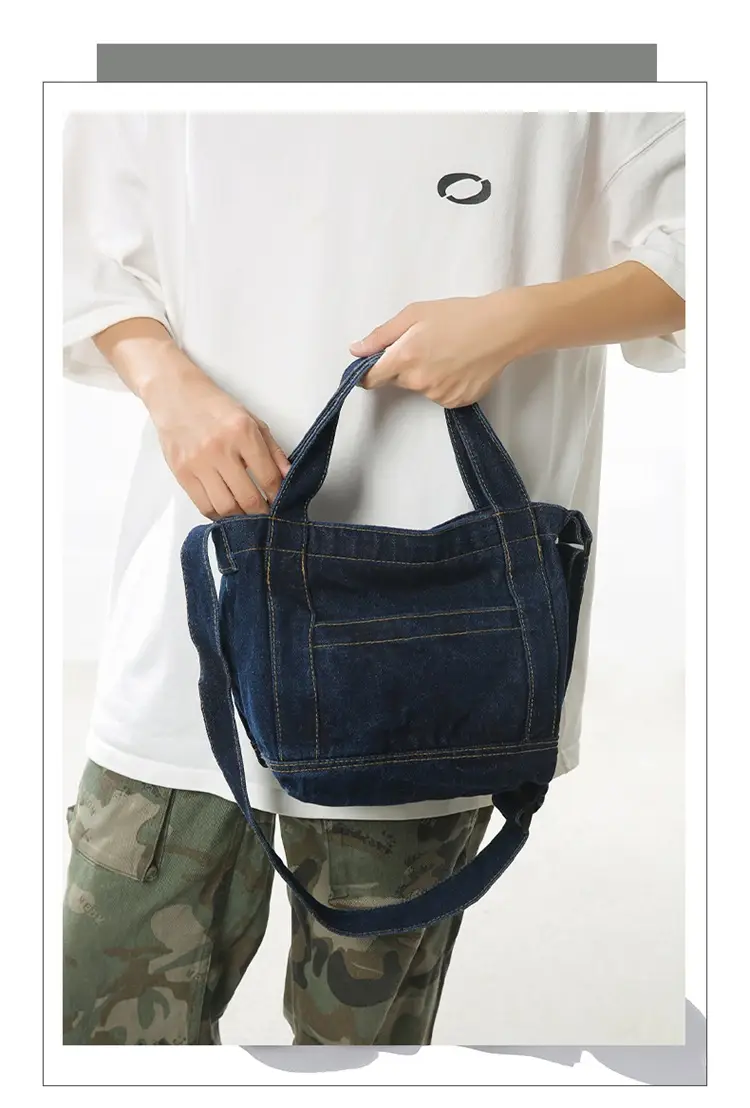 Denim Shoulder Bag 2024 New Solid Color — feature 5