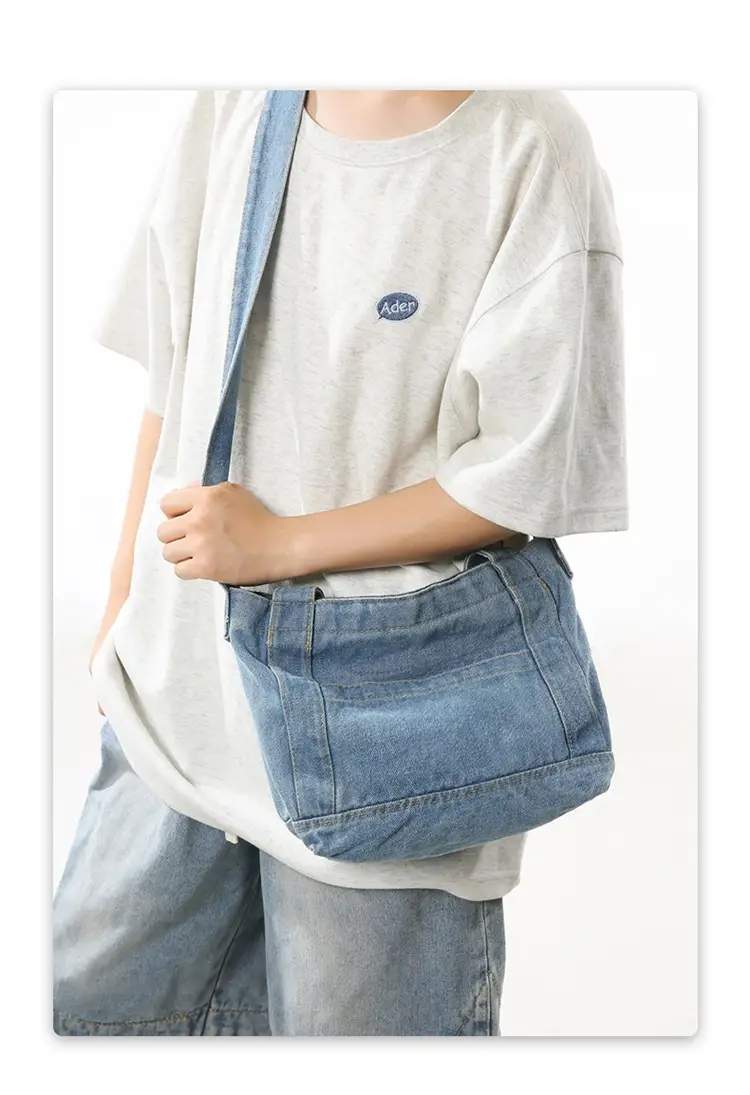 Denim Shoulder Bag 2024 New Solid Color — feature 8