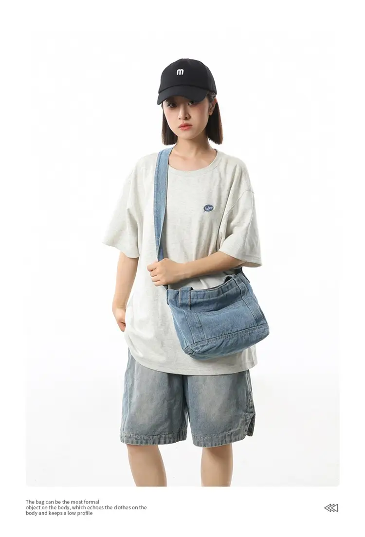 Denim Shoulder Bag 2024 New Solid Color — feature 9
