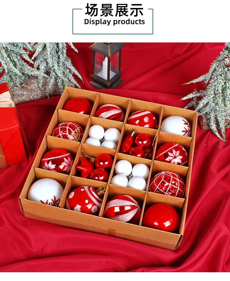Christmas Ball Set Red White 24x24 6cm — feature 4