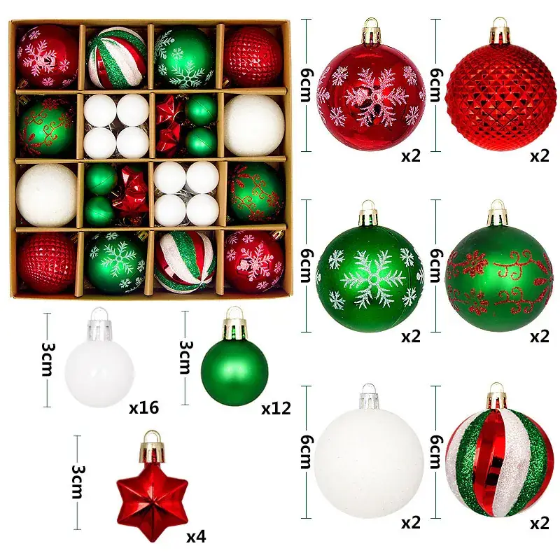 Christmas Ball Set Red White 24x24 6cm - Image 12