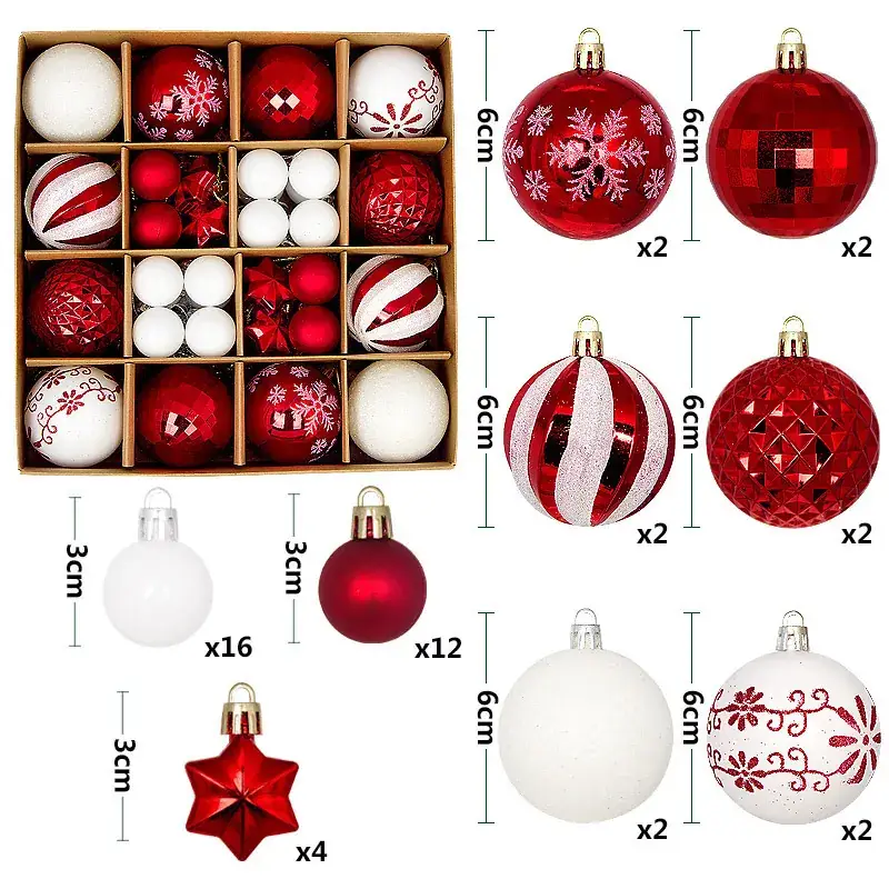 Christmas Ball Set Red White 24x24 6cm - Image 13