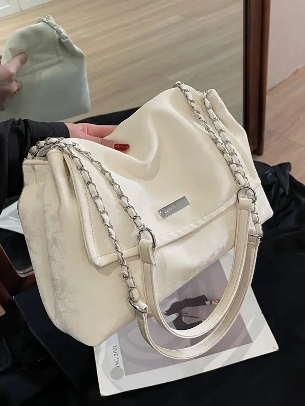 Women's Pink Chain Shoulder Bag Large Capacity 2024