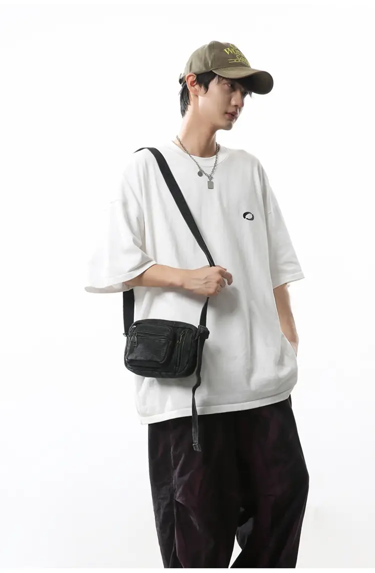 Vintage Washed Denim Mini Shoulder Bag for Men Women — feature 17