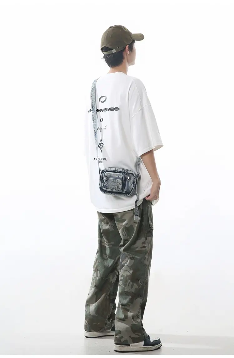 Vintage Washed Denim Mini Shoulder Bag for Men Women — feature 26