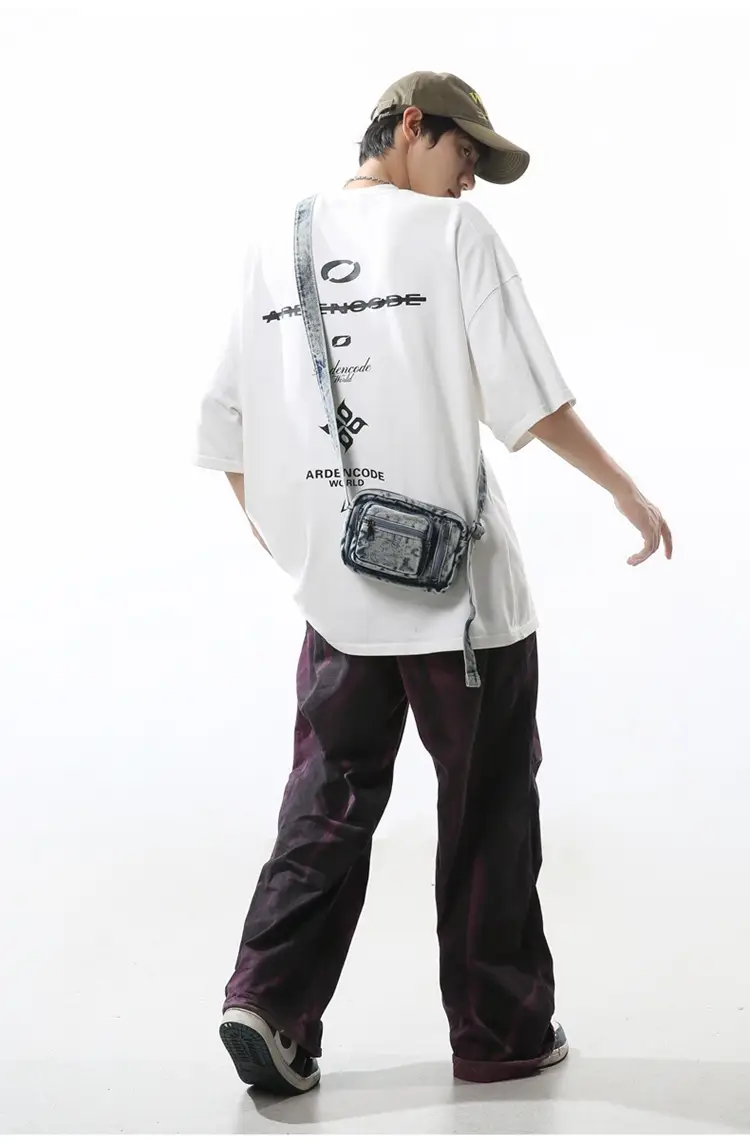 Vintage Washed Denim Mini Shoulder Bag for Men Women — feature 28