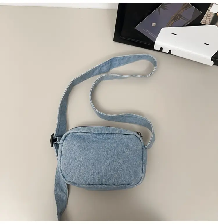 Vintage Washed Denim Mini Shoulder Bag for Men Women — feature 39