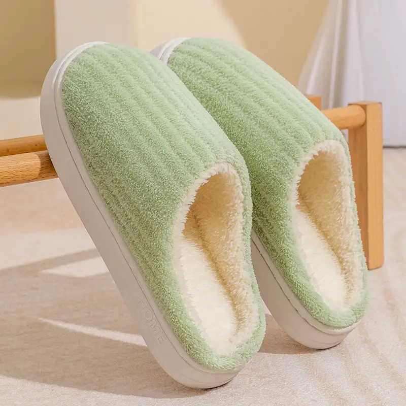 Cotton Slippers Men's Autumn and Winter Outdoor Indoor Home Comfortable Thick Sole Dung Feeling Plush Warm Couple Shoes Women