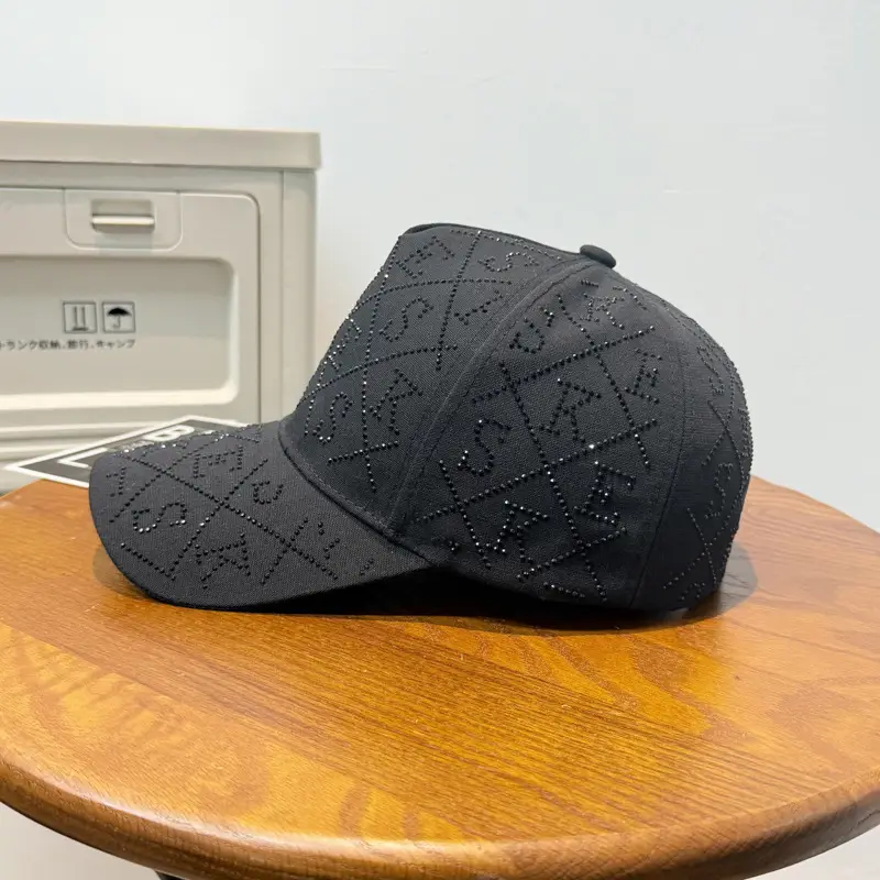 Women Diamond Letter Baseball Cap Black Rhinestone