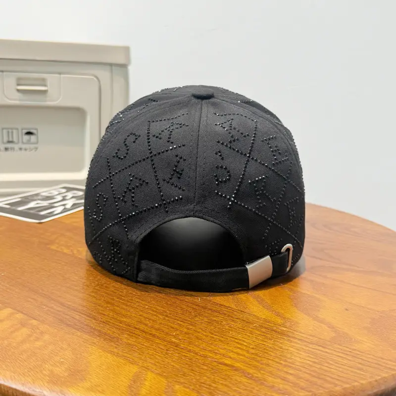 Women Diamond Letter Baseball Cap Black Rhinestone