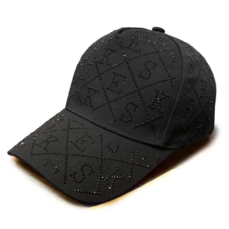 Women Diamond Letter Baseball Cap Black Rhinestone