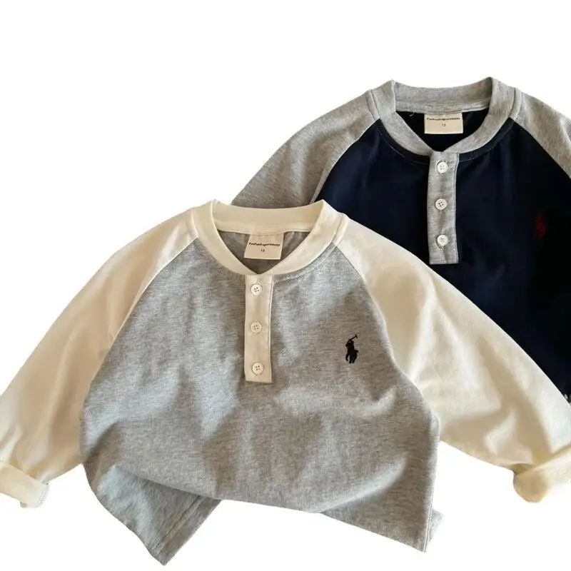 Little Bear Boys Polo T-Shirt Navy Blue Long Sleeve - Image 8