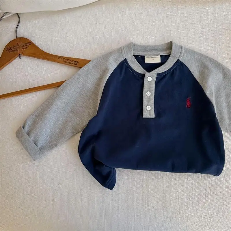 Little Bear Boys Polo T-Shirt Navy Blue Long Sleeve — feature 11