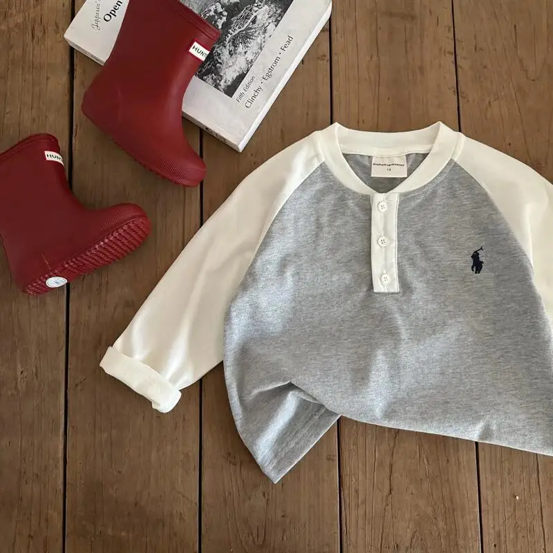 Little Bear Boys Polo T-Shirt Navy Blue Long Sleeve — feature 12