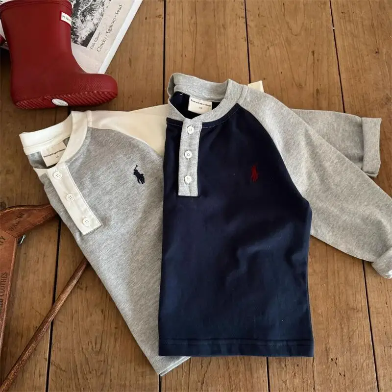 Little Bear Boys Polo T-Shirt Navy Blue Long Sleeve — feature 13
