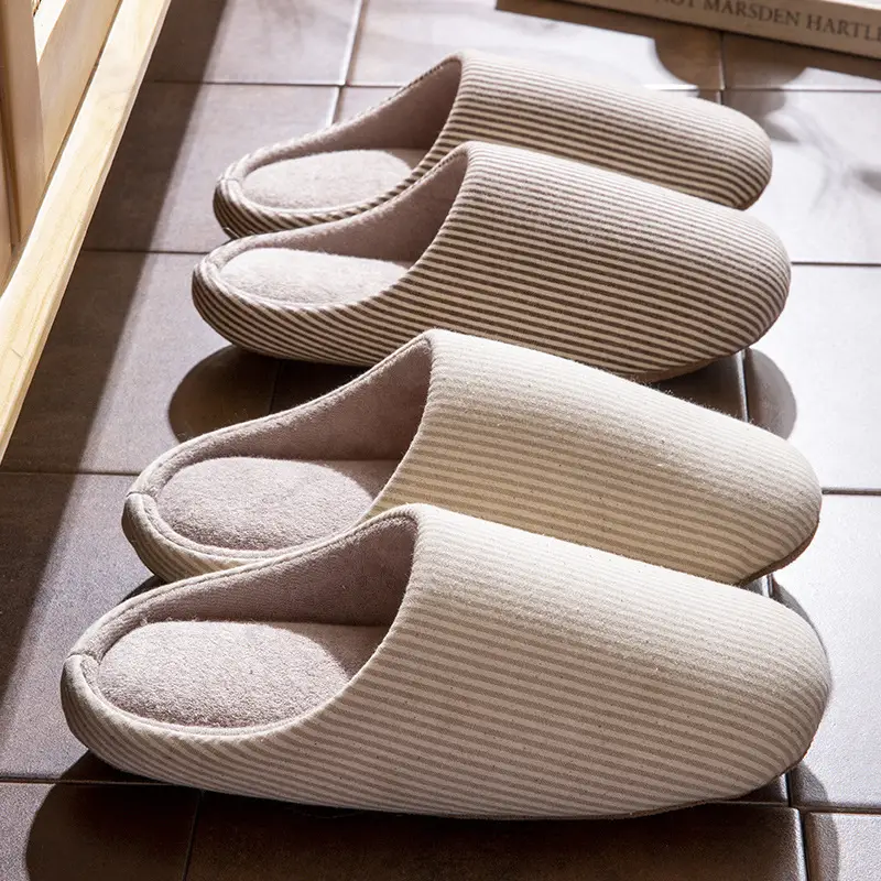 Cotton Slippers for Autumn, Silent Japanese-Style Soft-Soled Couple's Indoor Non-Slip Floor Slippers, Maternity Shoes, Couple Style