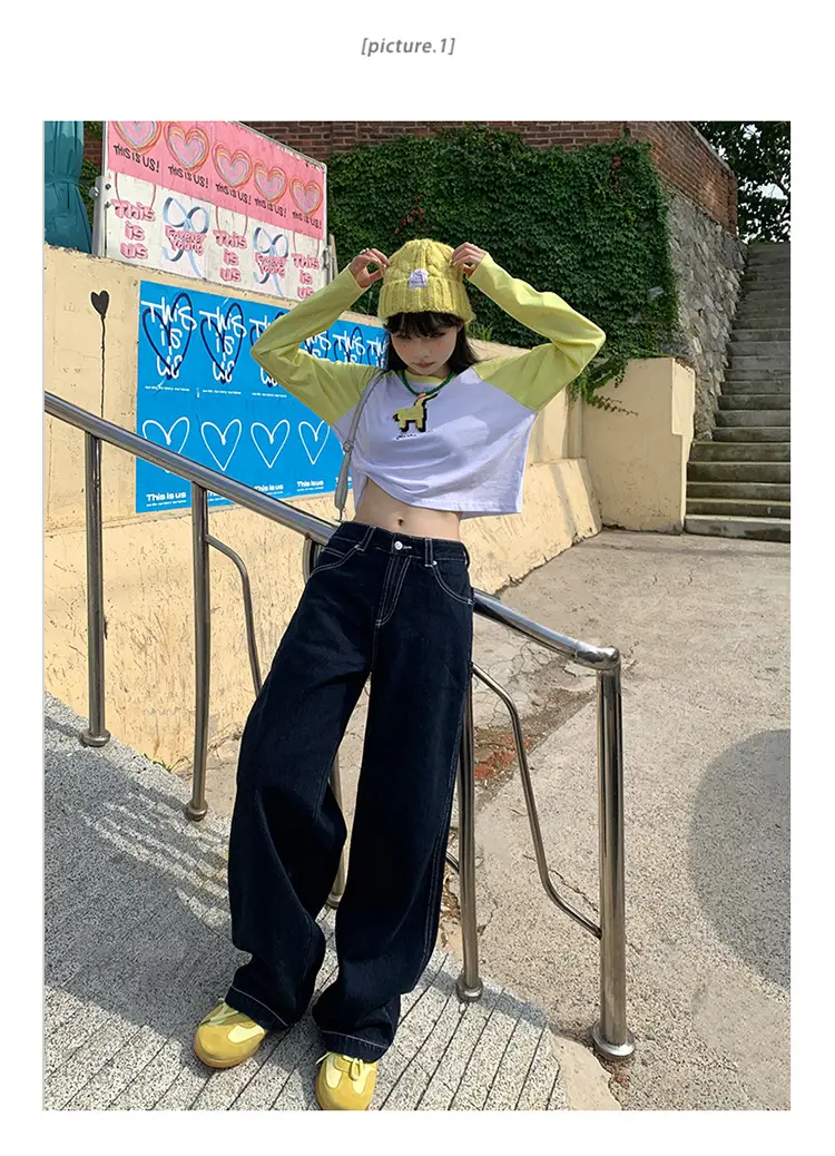 Women American Style Wide Leg Jeans with High Waist Pants — feature 10
