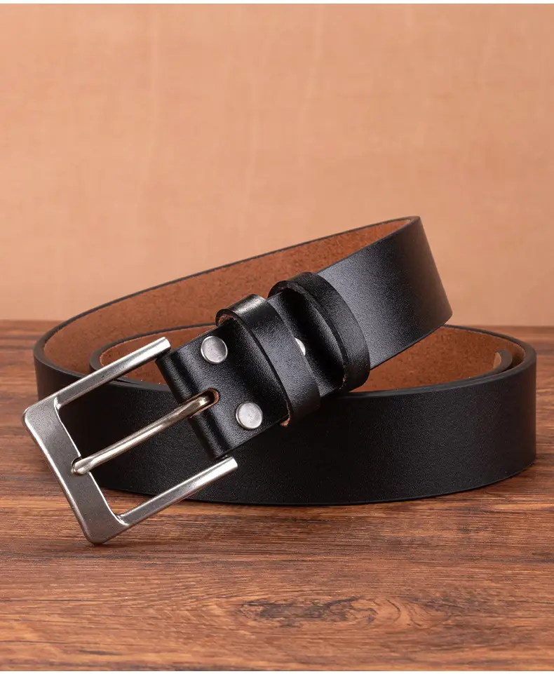 Men's Genuine Leather Pin Buckle Belt Brown — feature 19