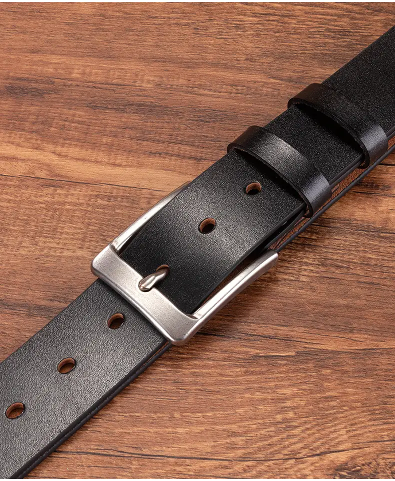 Men's Genuine Leather Pin Buckle Belt Brown — feature 20