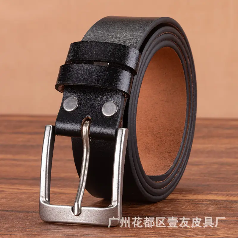 Men's Genuine Leather Pin Buckle Belt Brown - Image 3