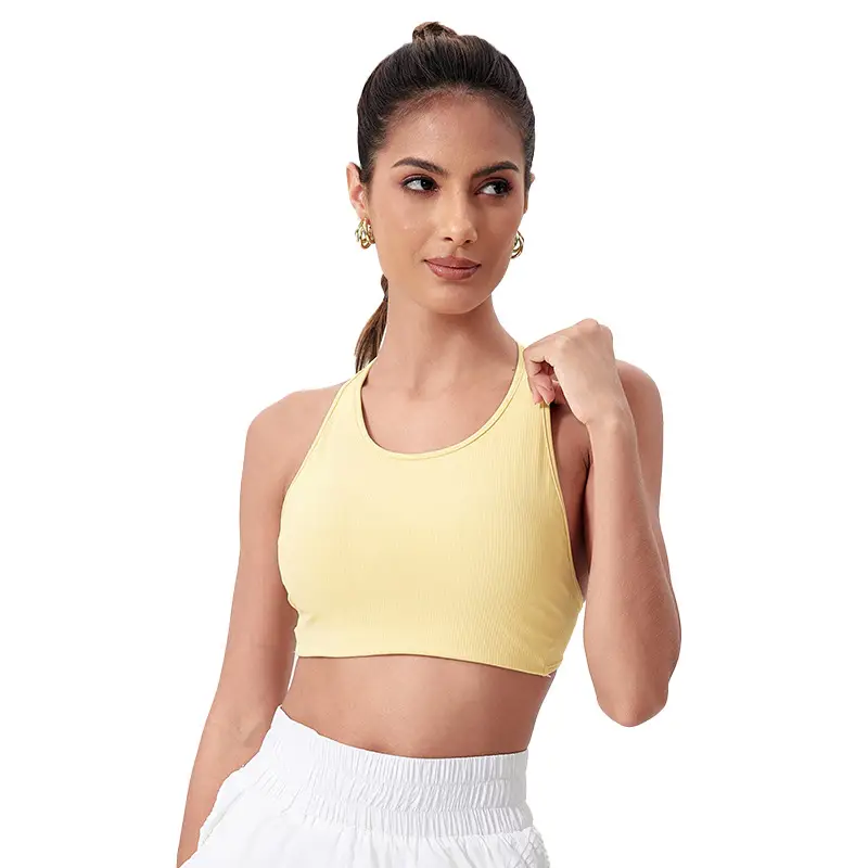 Yoga Vest Women's Shockproof Sports Underwear Metal Beauty Back Bra with Chest Pad Naked Running Fitness Wear