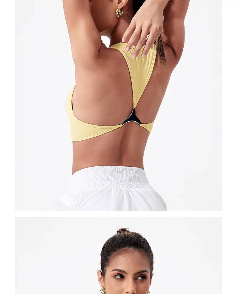 Yoga Vest Women's Shockproof Sports Underwear Metal Beauty Back Bra with Chest Pad Naked Running Fitness Wear — feature 14