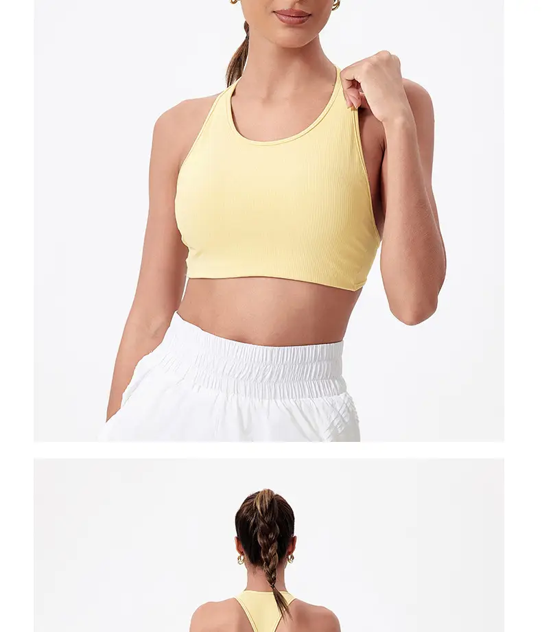 Yoga Vest Women's Shockproof Sports Underwear Metal Beauty Back Bra with Chest Pad Naked Running Fitness Wear — feature 15